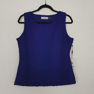 Calvin Klein sleeveless royal blue tank top petite large new with tags